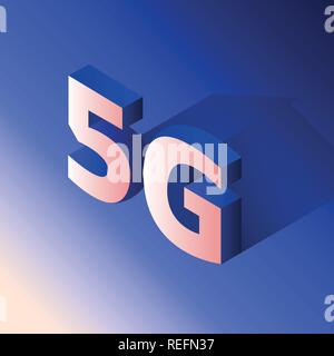 Isometric 5G network illustration. Eps 10 Stock Vector