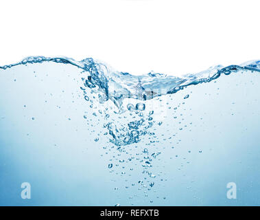 blue water with air bubbles and splash Stock Photo
