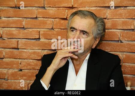 The French philosopher and activist Bernard Henry Levy presents the show Looking for Europe, which will be staged at the Parenti theater and in all the major cities of the continent close to the European elections with the aim of shaking and reawakening the pro-European spirit to stem populism and nationalisms. In the photo Bernard Henry Levy ( Credit: Independent Photo Agency Srl/Alamy Live News Stock Photo
