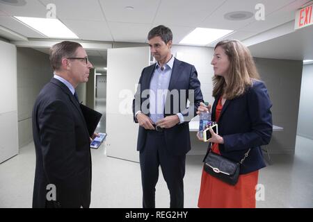 September 29, 2018 - Austin, Texas, USA - Beto O'Rourke and wife Amy relax backstage before  discussing his political future with Texas Tribune editor Evan Smith during a keynote in September, 2018.  O'Rourke, a three-term El Paso congressman, lost to Ted Cruz in a bid for U.S. Senate but is contemplating a presidential run in 2020. (Credit Image: © Bob Daemmrich/ZUMA Wire) Stock Photo