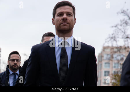 Madrid, Spain. 22nd Jan, 2019. Xabi Aloson entry to the court.The Provincial Court of Madrid judges Cristiano Ronaldo and Xabi Alonso for allegedly defrauding the Treasury in two trials in which the Prosecutor's Office requests two and five years in prison, respectively, and the payment of millions in fines. Credit: Jesus Hellin/ZUMA Wire/Alamy Live News Stock Photo