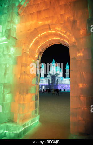 Harbin, Harbin, China. 22nd Jan, 2019. Harbin, CHINA-Various ice and snow sculptures can be seen at Harbin Ice and Snow World Park in Harbin, Heilongjiang Province. Credit: SIPA Asia/ZUMA Wire/Alamy Live News Stock Photo