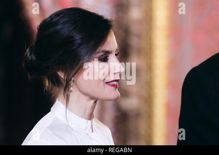 Madrid, Spain. 22nd Jan, 2019. King Felipe VI of Spain, Queen Letizia of Spain attend the Foreign Ambassadors reception at The Royal Palace on January 22, 2019 in Madrid, Spain. Credit: Jimmy Olsen/Media Punch ***No Spain***/Alamy Live News Stock Photo