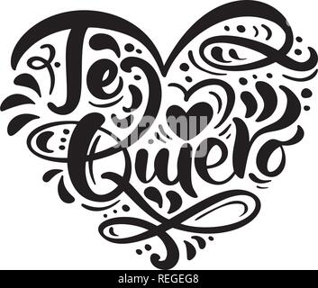 Calligraphy phrase Te Quiero I Love You in Spanish 375690 Vector Art at  Vecteezy