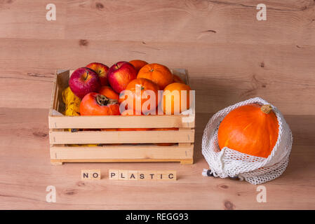 No plastic sign, zero waste home, natural product Stock Photo