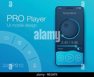 UI audio player templates templates in vector with design elements Stock Vector