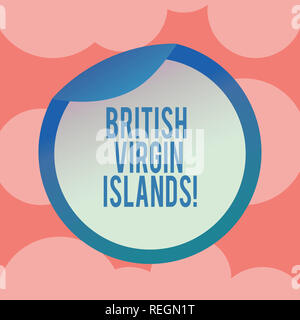 Writing note showing British Virgin Islands. Business photo showcasing ...