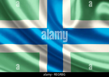 Severn Cross waving and closeup flag illustration. Perfect for background or texture purposes. Stock Photo