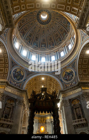 Rome Vatican City St Saint Peters Basilica interior ceiling Catholic Pope Stock Photo