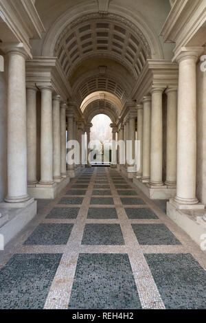 Italy Rome Galleria Spada Gallery Palazzo colonnade built with forced perspective by Francesco Borromini  in 1632 Stock Photo