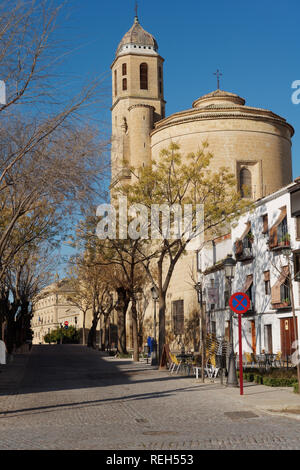 Ubeda, Spain - January 7, 2013: Street leading to Sacra Capilla del Salvador, the Chapel of the Savior. Built in 16th century, the temple is one of th Stock Photo