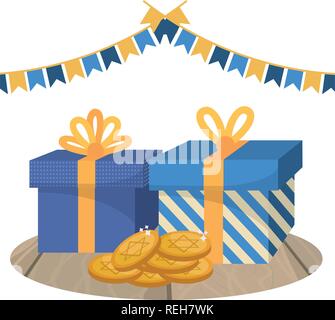 hanukkah party cartoon Stock Vector