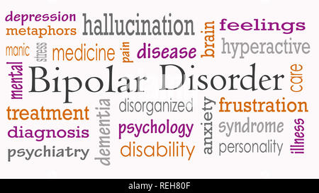 Bipolar disorder word cloud concept - Illustration Stock Photo