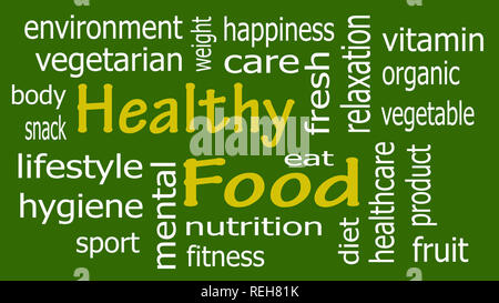 Healthy Food word cloud, health concept. Stock Photo