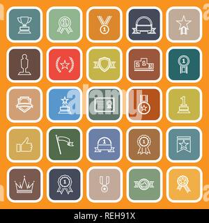 Winner line flat icons on orange background, stock vector Stock Vector