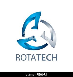 Rotate technology logo concept design. three dimensional style. 3D Symbol graphic template element vector Stock Vector