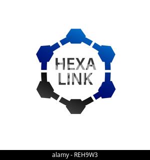 Hexagonal link logo concept design. Symbol graphic template element vector Stock Vector