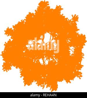 Tree top silhouette isolated - orange simple detailed - vector illustration Stock Vector