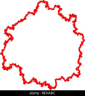 Tree top silhouette isolated - red outlined detailed - vector illustration Stock Vector