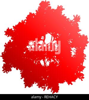 Tree top silhouette isolated - red gradient detailed - vector illustration Stock Vector