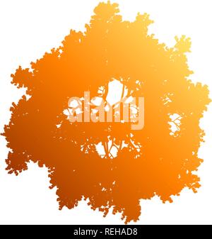 Tree top silhouette isolated - orange gradient detailed - vector illustration Stock Vector