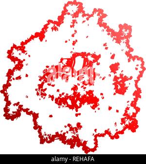 Tree top silhouette isolated - red outlined gradient detailed - vector illustration Stock Vector