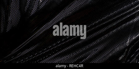 Gray black metalic silver polka dot fabric texture background Stock Photo