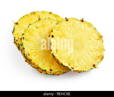 pile of ripe sliced pineapple isolated on white background Stock Photo