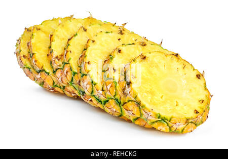 pile of ripe sliced pineapple isolated on white background Stock Photo