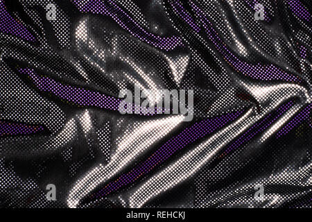 Gray black metalic silver polka dot fabric texture background Stock Photo