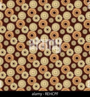 Golden iron gearwheels technology backdrop. Vintage wallpaper with mechanism. Steampunk style Stock Vector