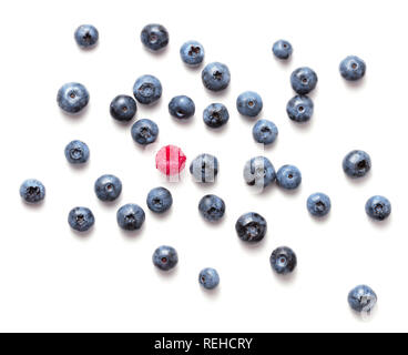 top view of fresh berries isolated on white background Stock Photo