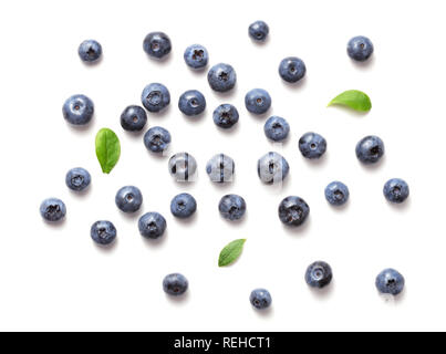 top view of fresh berries isolated on white background Stock Photo