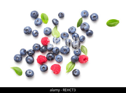 top view of fresh berries isolated on white background Stock Photo