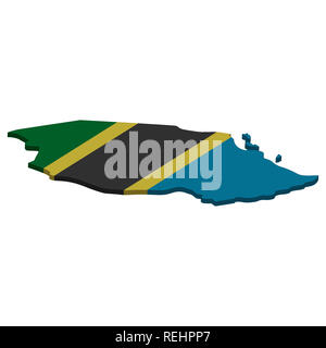 Tanzania outline flag map silhouette over a white background Stock ...