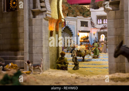 Nativity Scene of a Belen in Malaga Cathedral Stock Photo