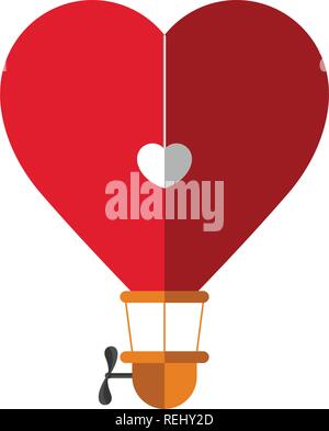 Hot air balloon heart shaped in black and white Stock Vector Image ...