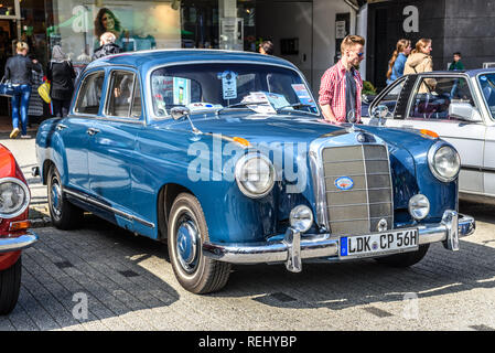 GERMANY, LIMBURG - APR 2017: blue MERCEDES-BENZ W120 W121 180 1953 in Limburg an der Lahn, Hesse, Germany. Stock Photo