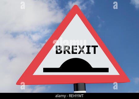 3D illustration of BREXIT script on road sign Stock Photo