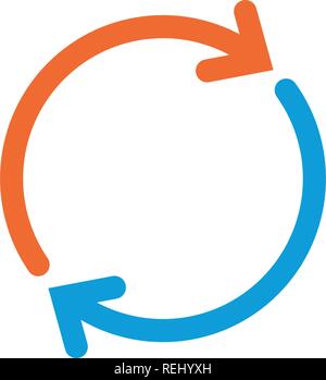 Orange and Blue Refresh icon , Update sign, Reload symbol. vector illustration isolated on white . Editable stroke. Stock Vector