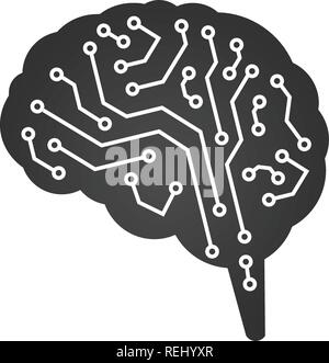 Technological brain. Circuit board. Abstract vector illustration isolated on white Stock Vector