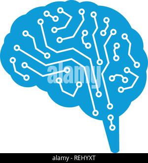Technological brain. Circuit board. Abstract vector illustration isolated on white . Stock Vector
