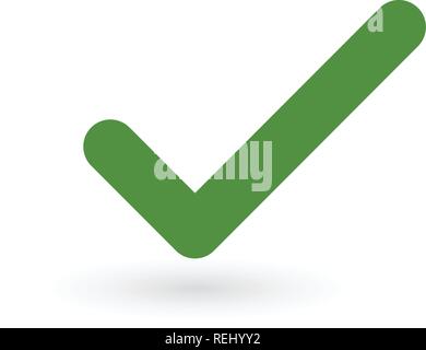 Green check mark icon. Tick symbol in green color, vector illustration. Editable stroke Stock Vector