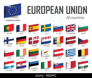 European union and membership flag . Association of 28 countries ...