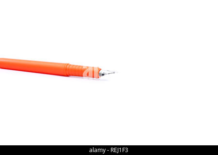 Portrait of fountain pen. Isolated on the white background. Stock Photo