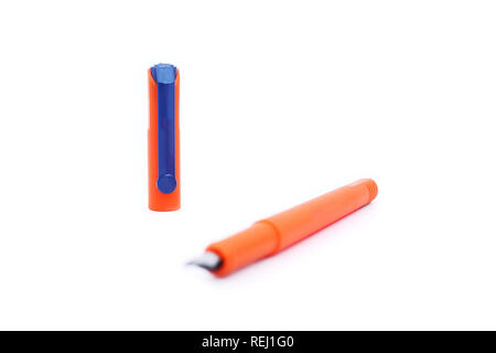 Fountain pen with cap. Isolated on the white background. Stock Photo