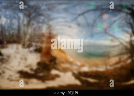 Background image: a blurred panorama of the winter landscape. Stock Photo