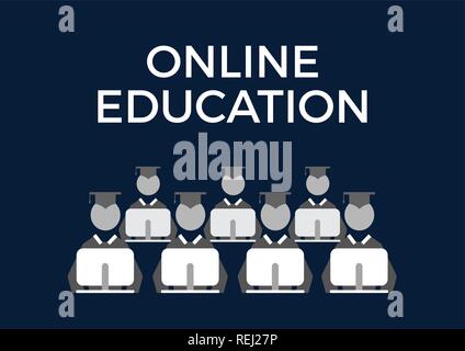 Online education concept Vector illustration EPS 10 Icon. Internet for learning purposes Stock Vector