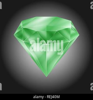 Realistic green round gem - emerald. Colorful gemstone that can be used as part of logo, icon, web decor or other design. Vector illustration, EPS10. Stock Vector