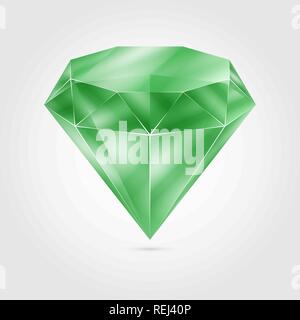 Realistic green round gem - emerald. Colorful gemstone that can be used as part of logo, icon, web decor or other design. Vector illustration, EPS10. Stock Vector